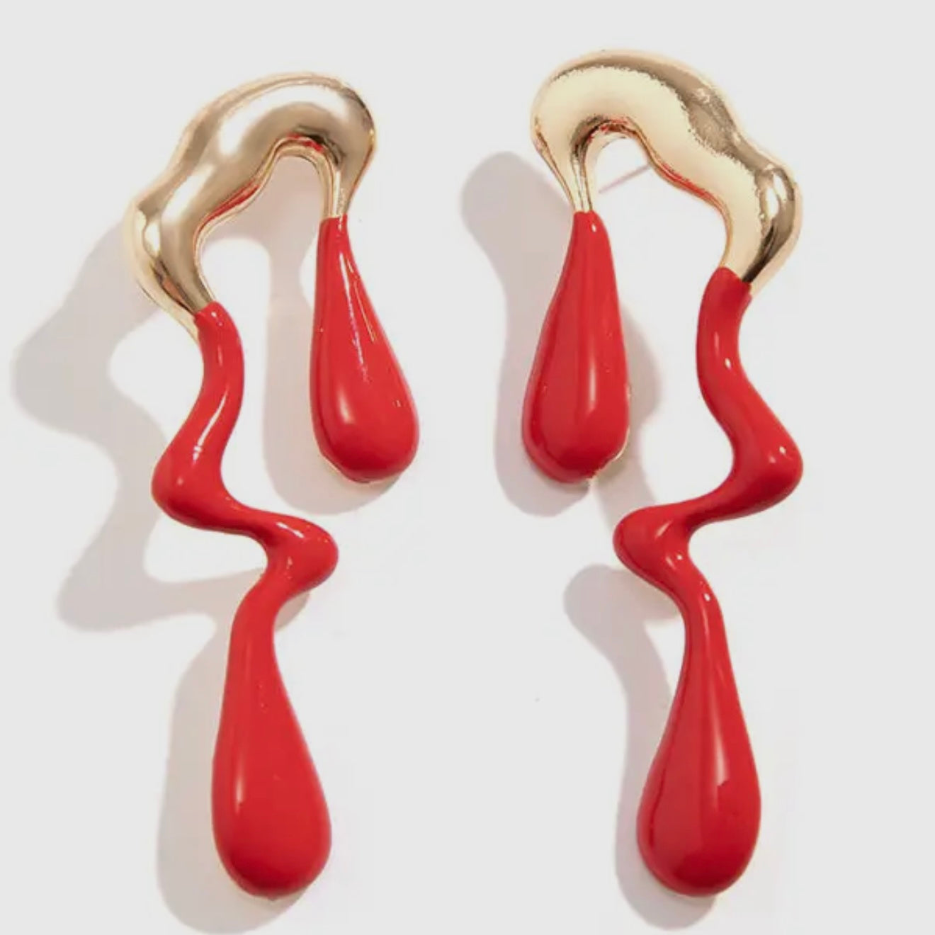 Red Abstract Flow | Earrings