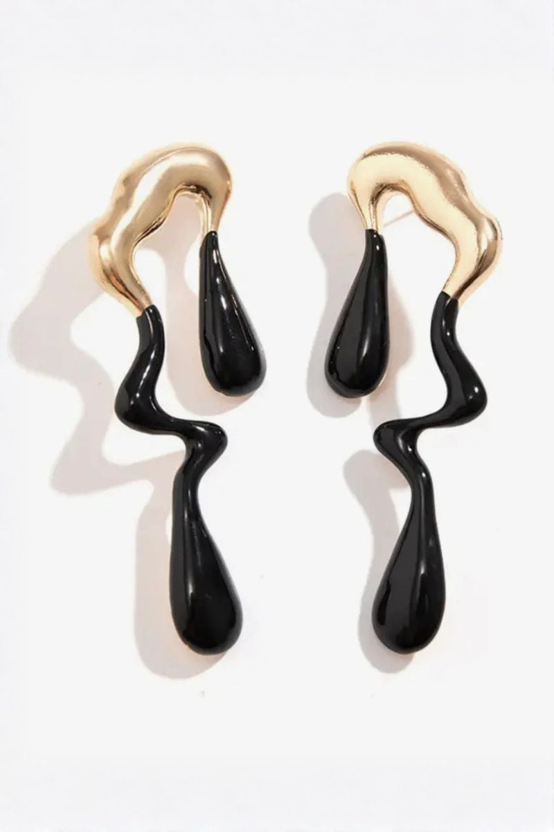 Black Abstract Flow | Earrings