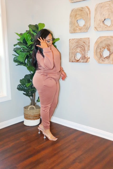 plus size mauve set crop hoodie jogger set plus size fashion Adrienne Rebecca Boutique comfy plus size outfit curvy girl lounge set matching plus size sweatsuit plus size crop hoodie and pants soft plus size loungewear plus size two piece set for women