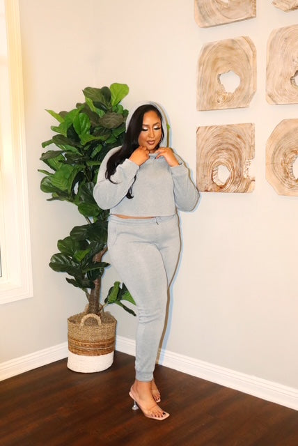 plus size grey set crop hoodie jogger set Adrienne Rebecca Boutique plus size loungewear matching set for curvy women plus size sweatpants set comfy plus fashion plus size two piece outfit soft crop hoodie and joggers size inclusive boutique clothing