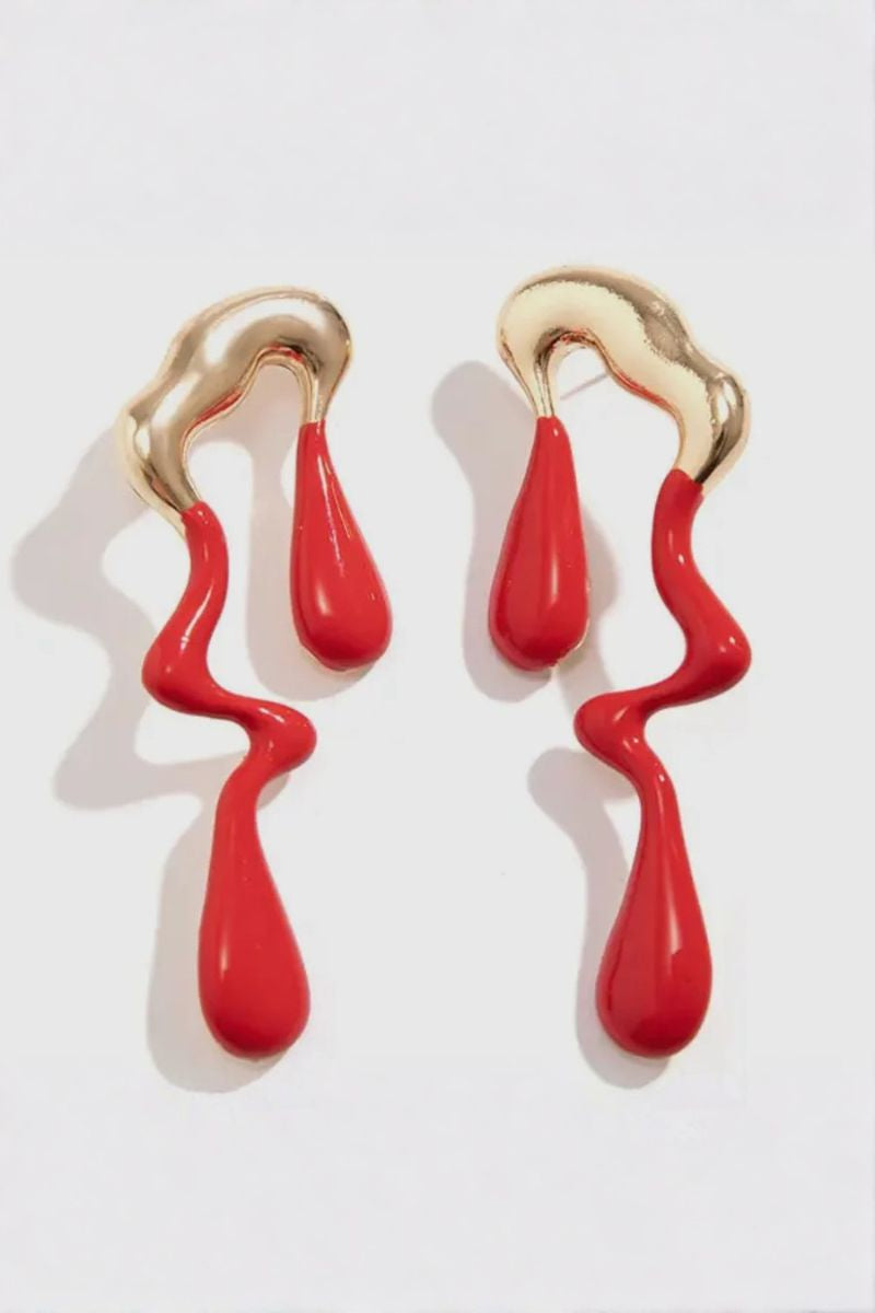 Red Abstract Flow | Earrings