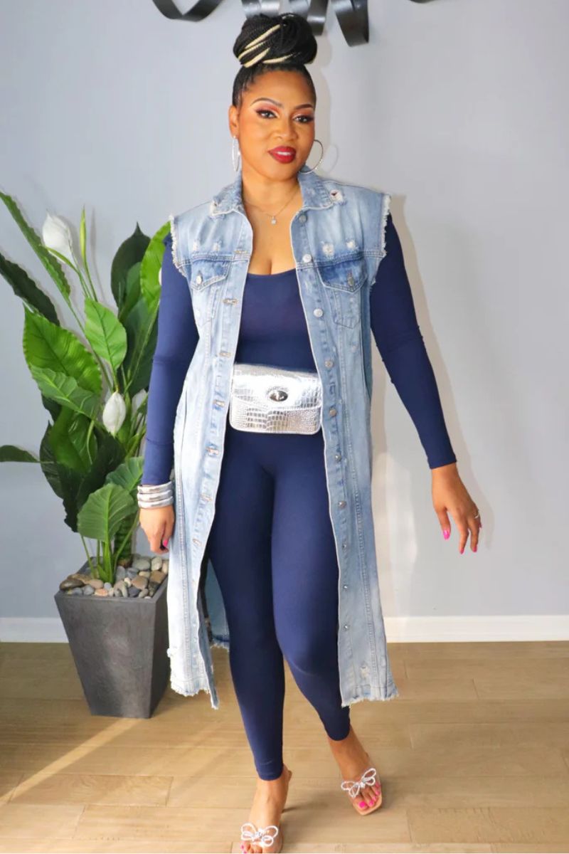Scoop neck bodycon jumpsuit - NAVY
