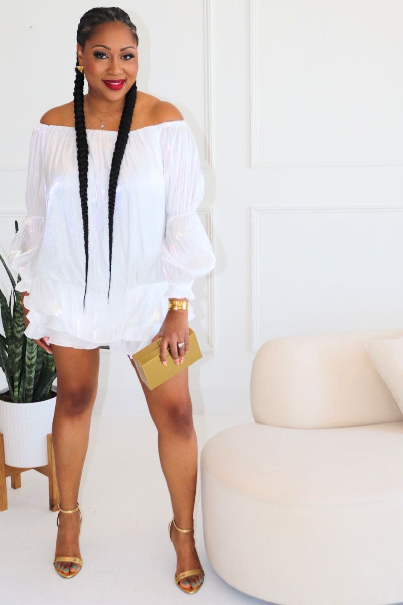Soft Glam Statement Romper - WHITE