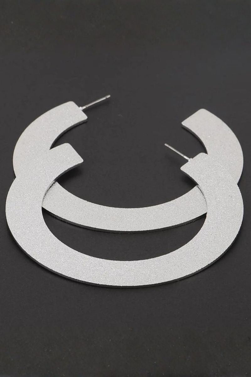 Flat hoops silver earrings