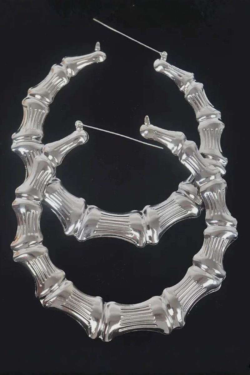 Silver Bamboo Hoop Earrings