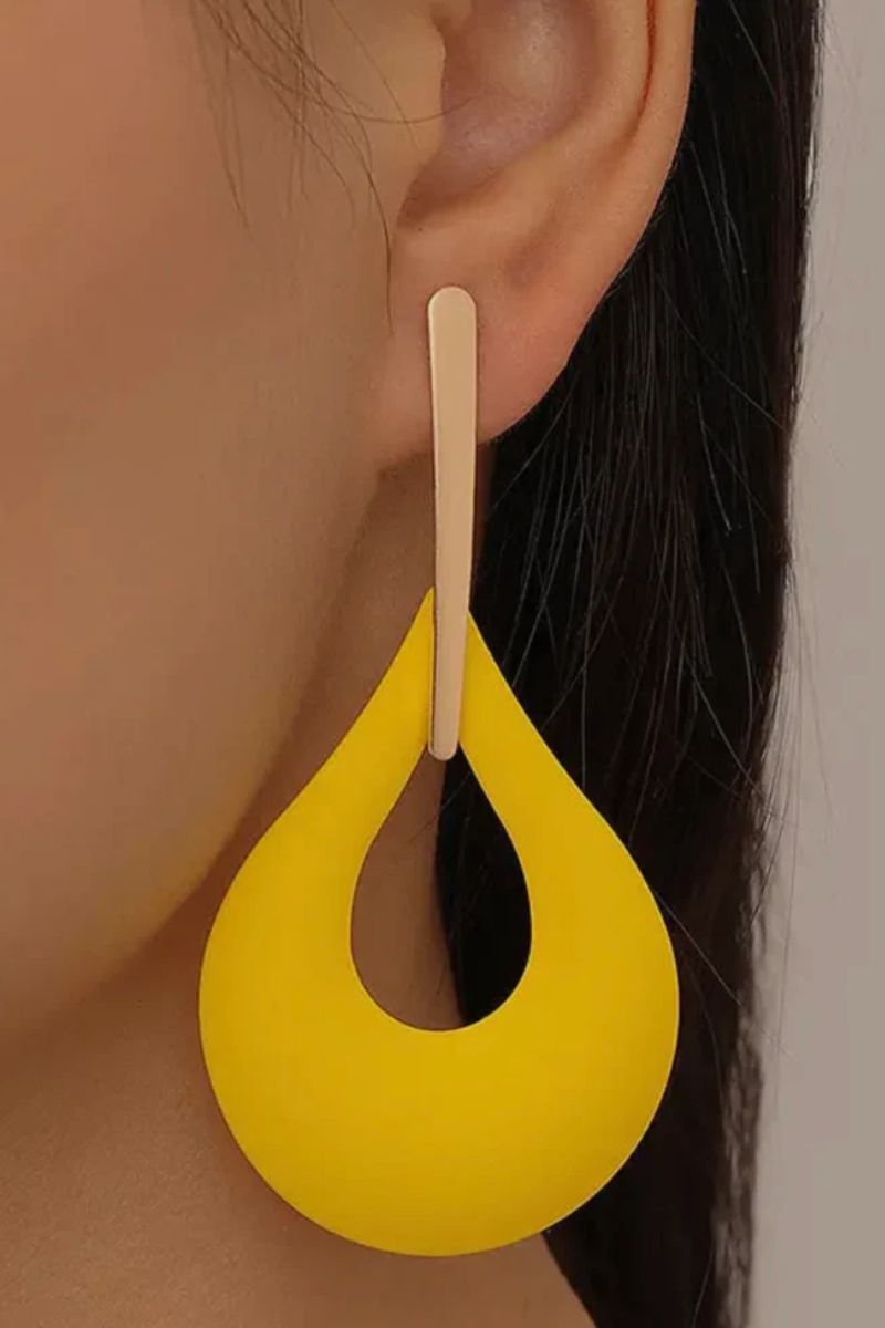 Yellow Teardrop Statement Earrings