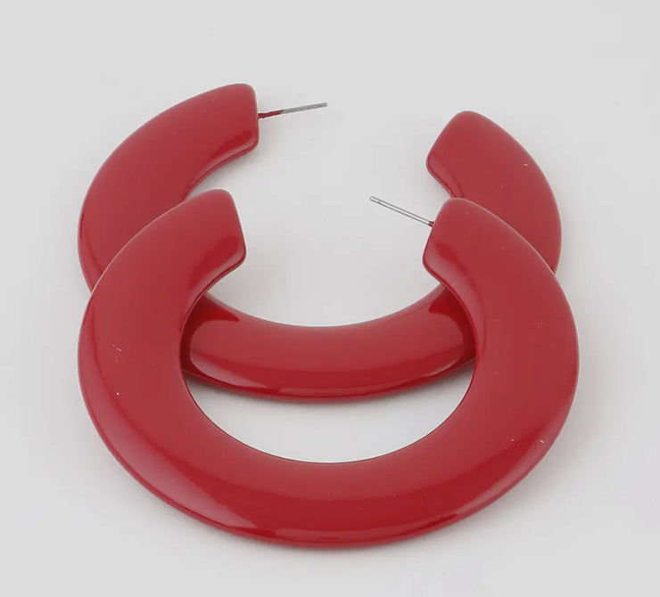 Flat solid hoop earrings - 3 colors