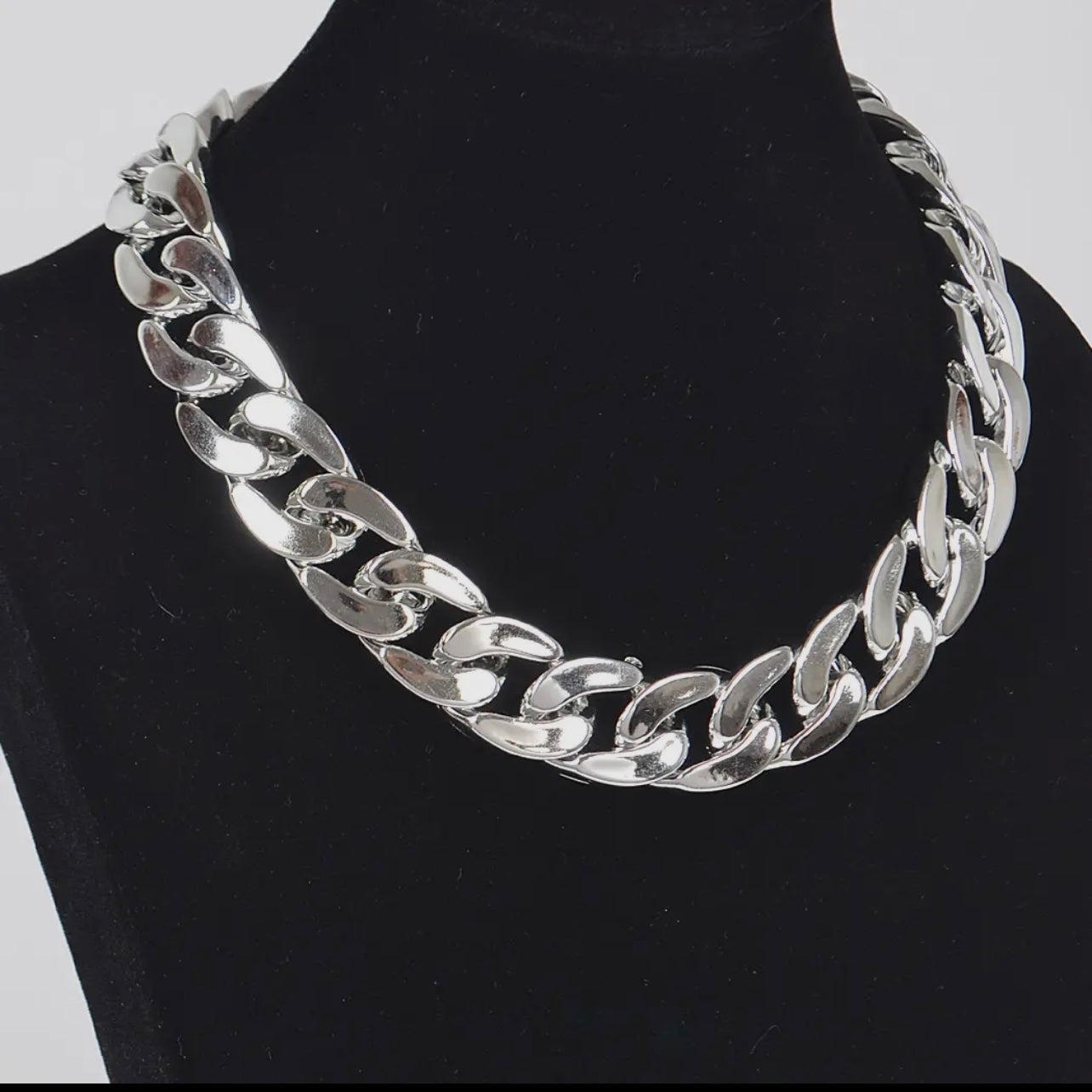 Luxury silver-plated chunky chain necklace with polished finish from Adrienne Rebecca Boutique