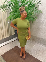 Curve Confidence Midi Dress - Olive