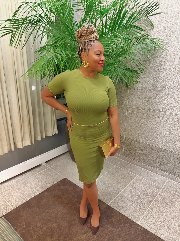 Curve Confidence Midi Dress - Olive