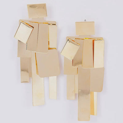 Golden Geometry Drop Earrings