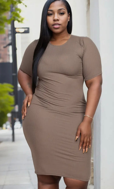 Curve Confidence Midi Dress - Taupe