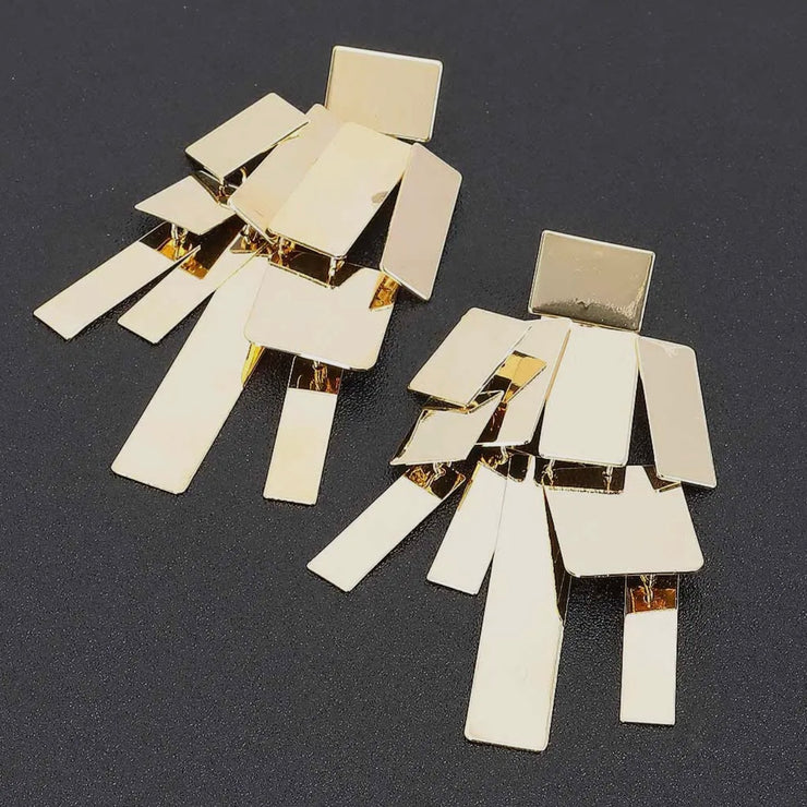 Golden Geometry Drop Earrings