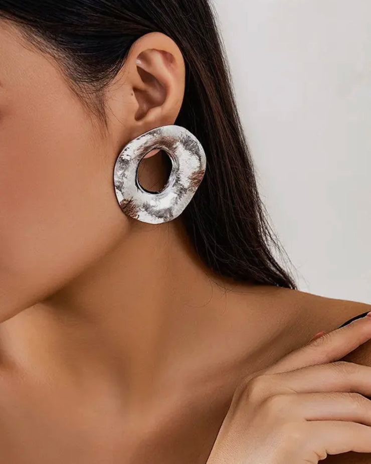 Silver Aura Circle Earrings