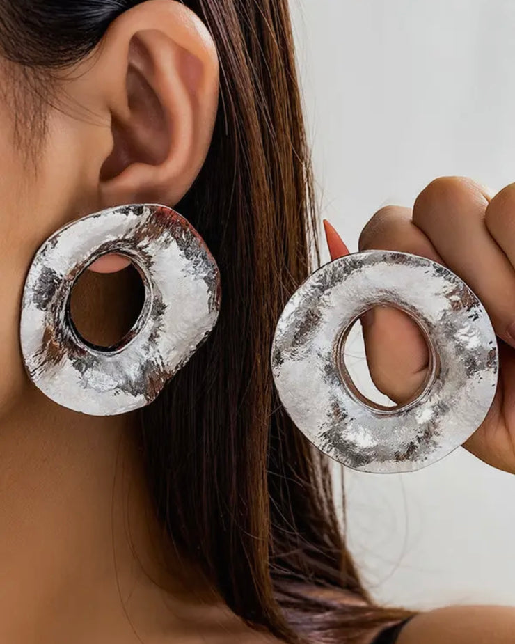 Silver Aura Circle Earrings