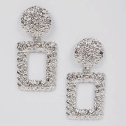 Adrienne Rebecca Boutique, silver drop earrings, hammered hoop earrings, lightweight statement jewelry, textured silver earrings, fish hook drop hoops