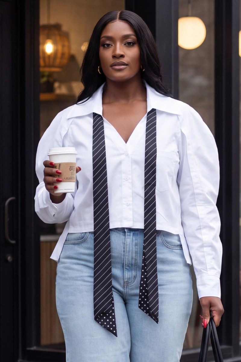 Boss Move Tie Blouse