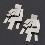 Silver Geometry Drop Earrings
