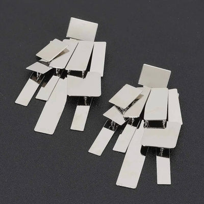 Silver Geometry Drop Earrings