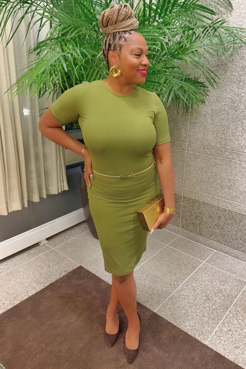 Curve Confidence Midi Dress - Olive