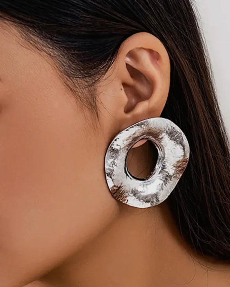 Silver Aura Circle Earrings