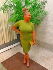 Curve Confidence Midi Dress - Olive