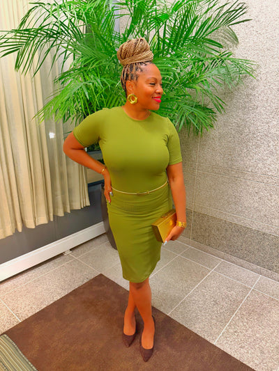 Curve Confidence Midi Dress - Olive