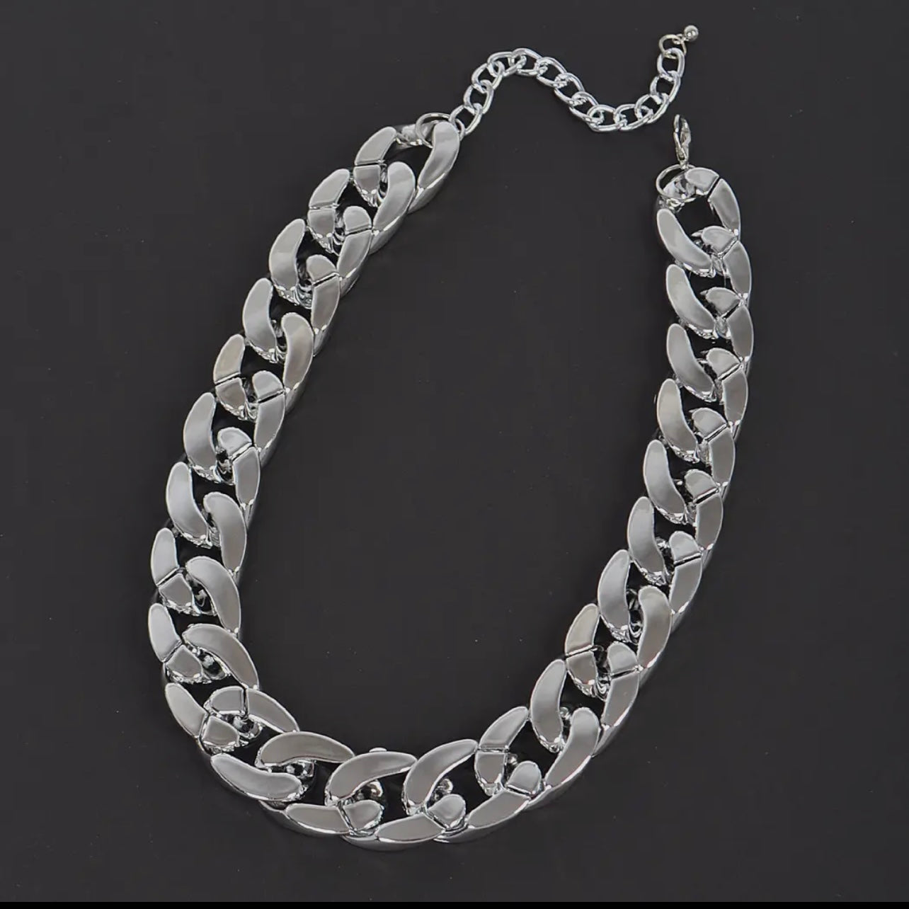 Luxury silver-plated chunky chain necklace with polished finish from Adrienne Rebecca Boutique