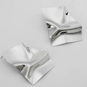 Silver Sculpted Wave Stud | Earrings