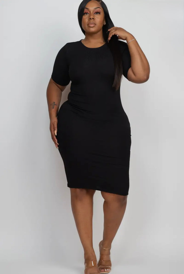 Curve Confidence Midi Dress - Black