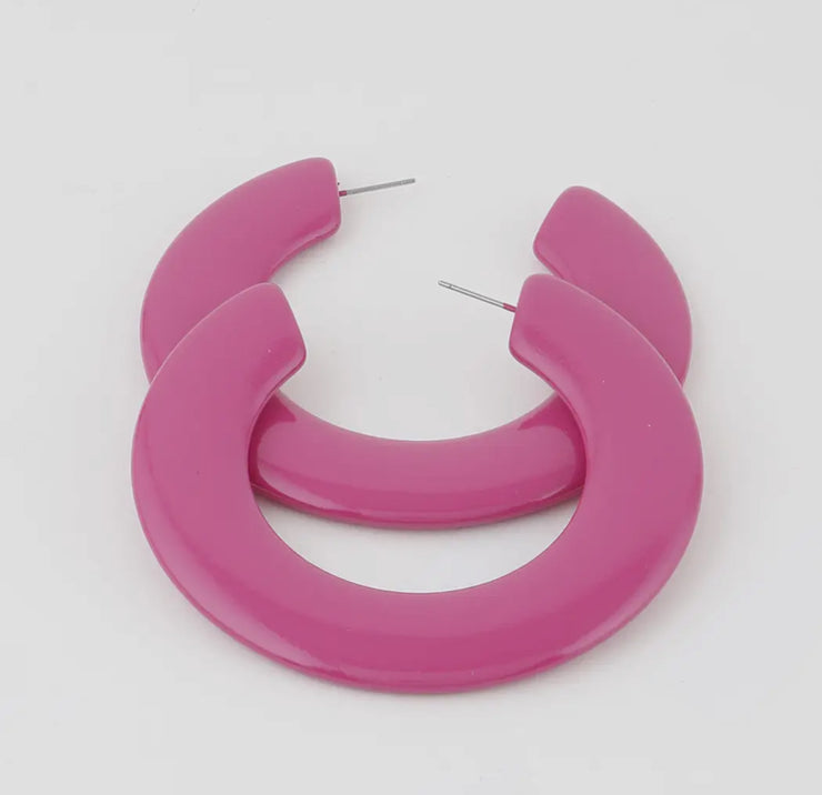Flat solid hoop earrings - 3 colors