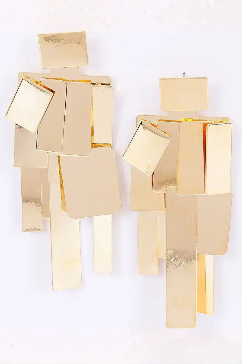 Golden Geometry Drop Earrings