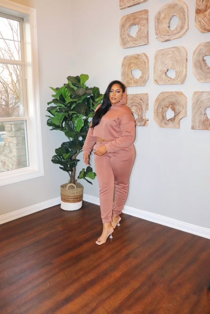 plus size mauve set crop hoodie jogger set plus size fashion Adrienne Rebecca Boutique comfy plus size outfit curvy girl lounge set matching plus size sweatsuit plus size crop hoodie and pants soft plus size loungewear plus size two piece set for women