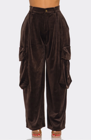 Quiet Luxury Velour Cargo Pants