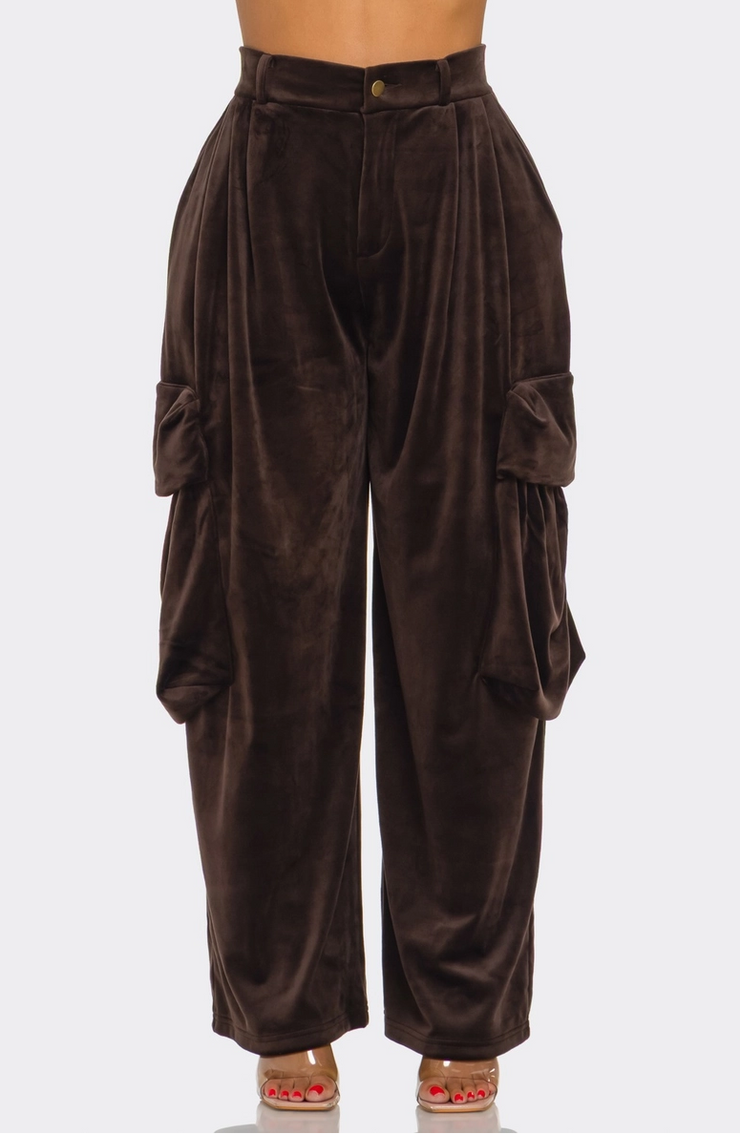 Quiet Luxury Velour Cargo Pants