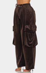 Quiet Luxury Velour Cargo Pants
