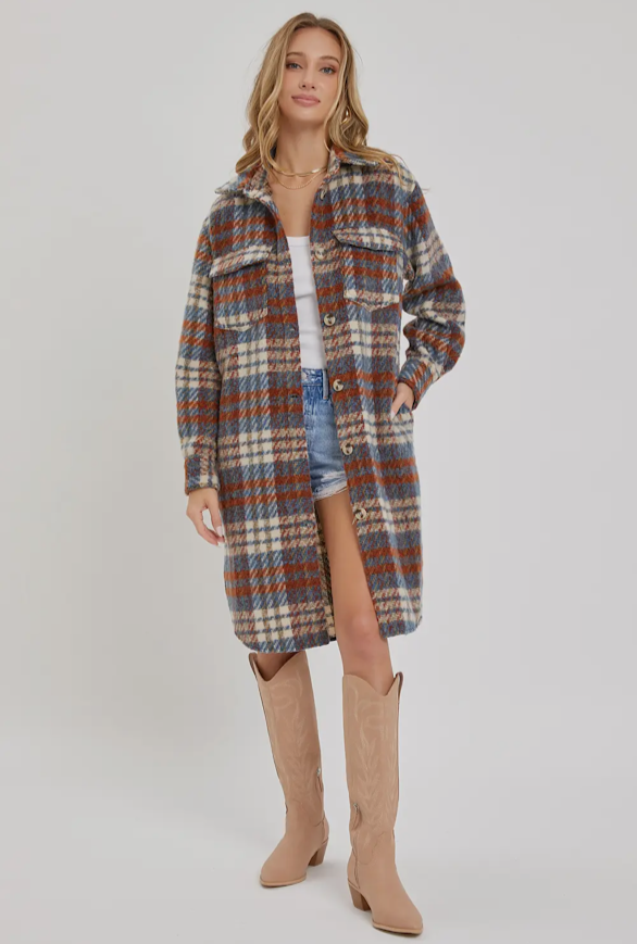 Rust & Stone Plaid Shacket