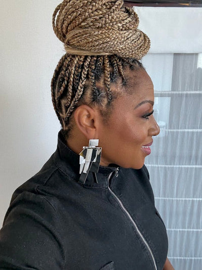 Silver Geometry Drop Earrings