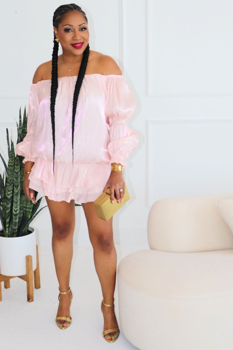 Soft Glam Statement Romper - PINK