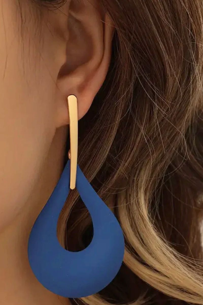 Blue Teardrop Statement Earrings